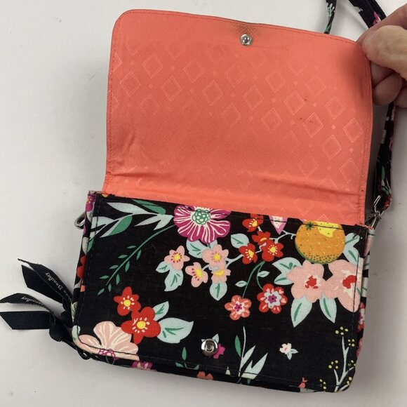 Vera Bradley QuiltedCrossbody RFID Wallet Purse Bag Card Slots Floral Dual Zip - Picture 7 of 15